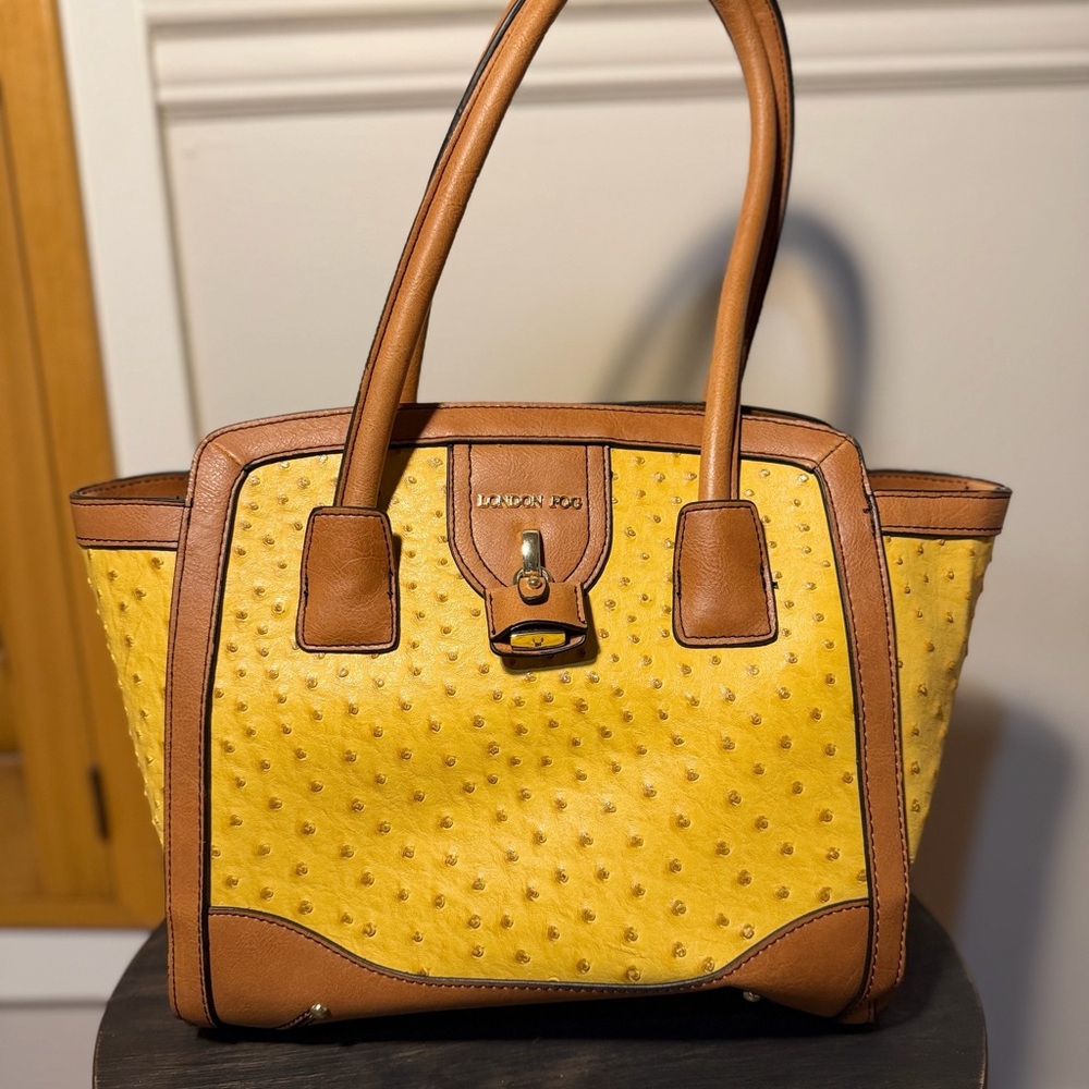 London Fog Yellow and Brown Satchel